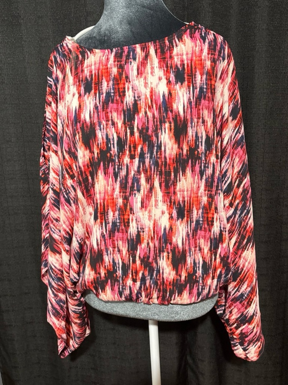 The Pioneer Woman Red Pink Multi-Pattern Dolman Blouse